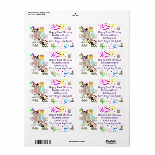 HappyBirthday Possum Cake Address Label (Vorne)