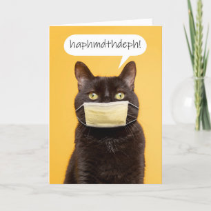 HappyMother's Day Funny Cat in Face Mask Spaß Feiertagskarte