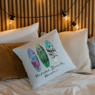 Hapuna Beach Hawaii Surfboards Kissen