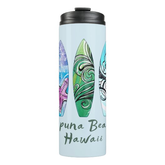 Hapuna Beach Hawaii Surfboards Thermosbecher (Vorderseite)