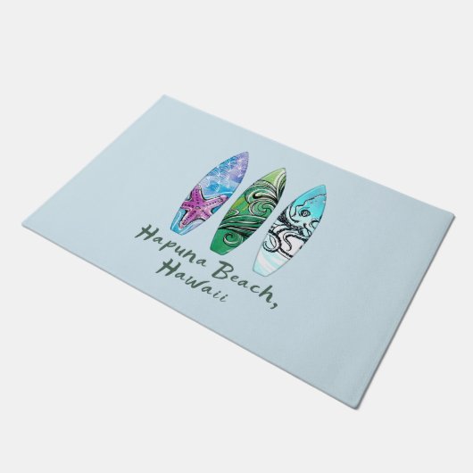 Hapuna Beach Hawaii Surfboards Vordertür Mat Fußmatte (Schrägansicht)