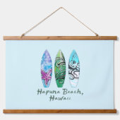 Hapuna Beach Hawaii Surfbretter Wandteppich Mit Holzrahmen (Vorne)