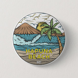 Hapuna Beach Hawaii Vintage auf Deutsch Button