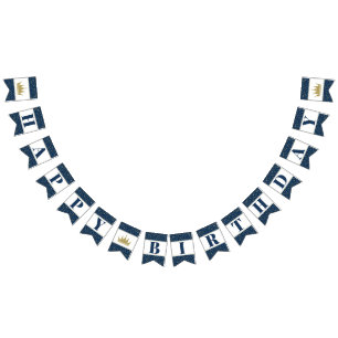 Hapy Birthday Banner in Blau und Gold