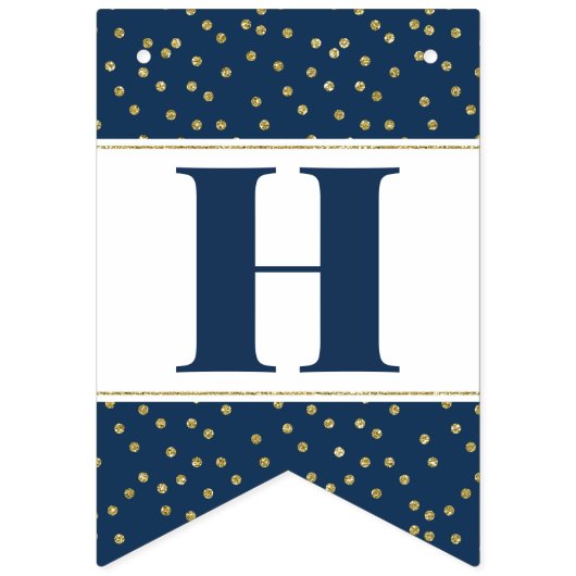 Hapy Birthday Banner in Blau und Gold (Zweite Fahne)