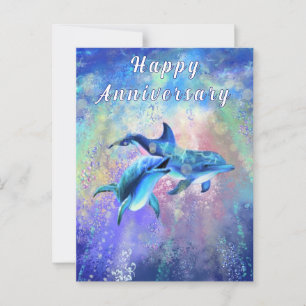 Hapy Dolphin Couple Jubiläumskarte Postkarte