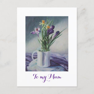 Hapy Mother's day lila Crocus Blumenmalerei Postkarte