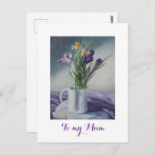 Hapy Mother's day lila Crocus Blumenmalerei Postkarte (Vorne/Hinten)
