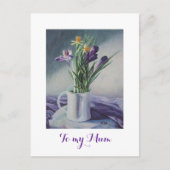 Hapy Mother's day lila Crocus Blumenmalerei Postkarte (Vorderseite)