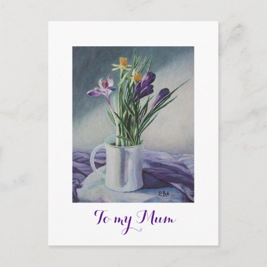 Hapy Mother's day lila Crocus Blumenmalerei Postkarte (Vorderseite)