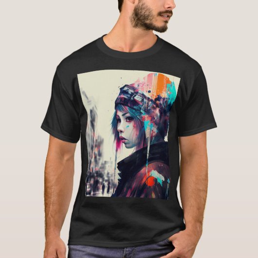 Harajuku Japan Modern Girl Art T-Shirt (Vorderseite)