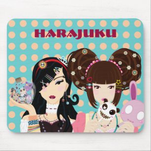 Harajuku Mädchen in den Tupfen Mousepad