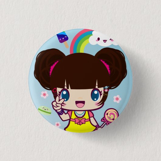 Harajuku Mädchen Yuriko Button (Vorderseite)