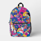Harajuku-Muster Bedruckter Rucksack (Vorderseite)