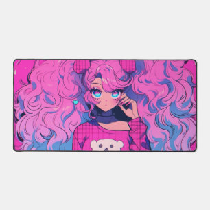 Harajuku Neon Kawaii Girl mit Twin Ponytails Schreibtischunterlage