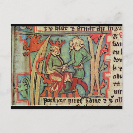 Harald I Fairhair begrüßt Guthrum "Flateybok" Postkarte (Vorderseite)