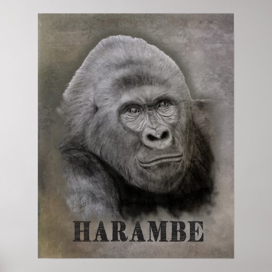 Harambe (Graphite Zeichnend) Poster (Vorne)