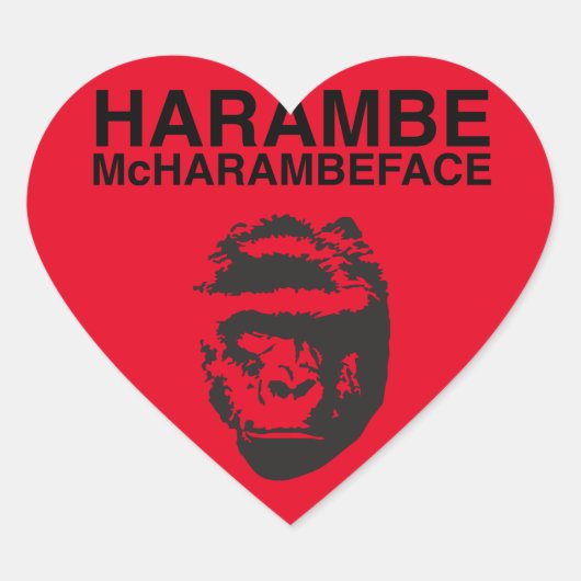 Harambe McHarambeface Herz-Aufkleber (Vorderseite)