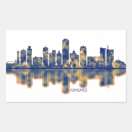 Harare Skyline Rechteckiger Aufkleber (Vorderseite)