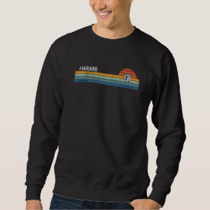 Harare Zimbabwe Retro Sunset Rainbow Synth Stripin Sweatshirt