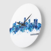 Harare Zimbabwe Skyline Blue Große Wanduhr (Winkel)