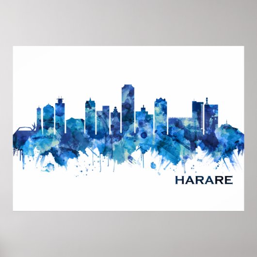 Harare Zimbabwe Skyline Blue Poster (Vorne)