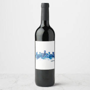 Harare Zimbabwe Skyline Blue Weinetikett