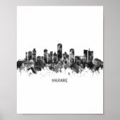 Harare Zimbabwe Skyline BW Poster (Vorne)