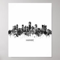 Harare Zimbabwe Skyline BW