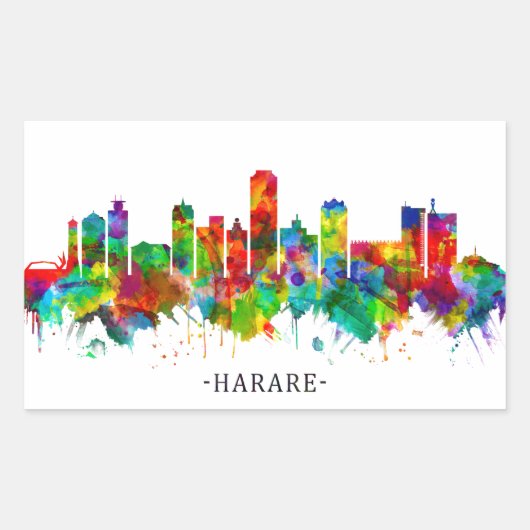 Harare Zimbabwe Skyline Rechteckiger Aufkleber (Vorderseite)