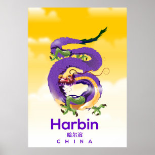 Harbin China Drache Reiseplakat Poster