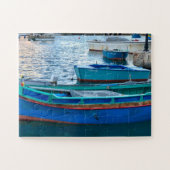 Harbor Blue Skiff, Mediterranean Coast Puzzle (Horizontal)