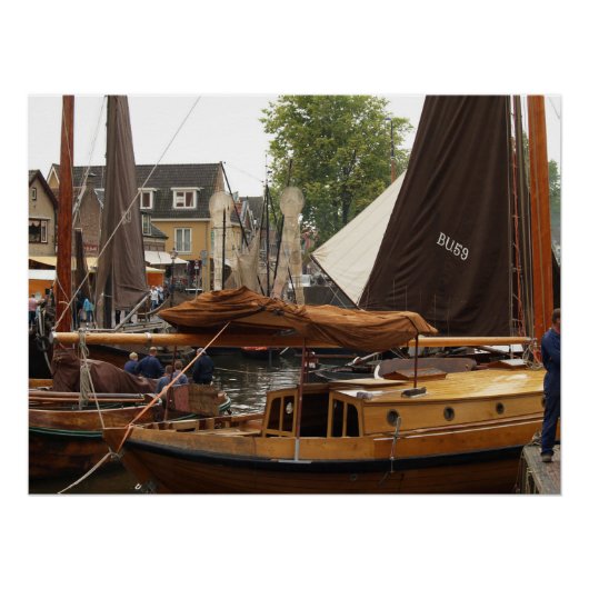 Harbor, wood Fishingboat Poster (Vorderseite)