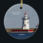 Harbour Beach Lighthouse Circle Ornament<br><div class="desc">Harbour Beach Lighthouse in Harbour Beach,  Michigan am Huron Lake</div>