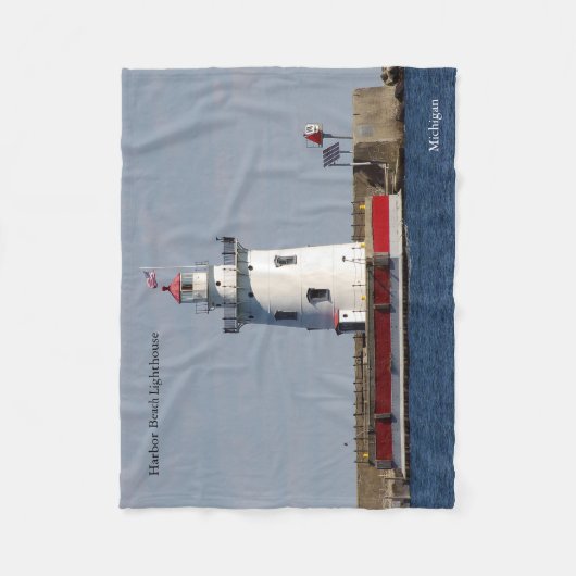 Harbour Beach Lighthouse Vlies Decke (Vorderseite)