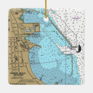 Harbour Beach Michigan Nautical Chart Keramikornament