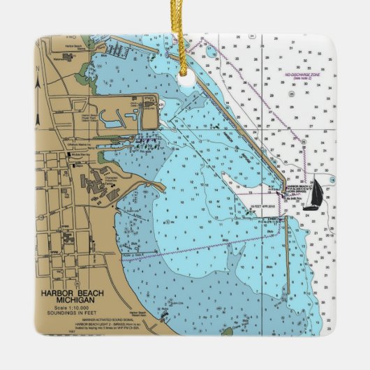 Harbour Beach Michigan Nautical Chart Keramikornament (Vorderseite)