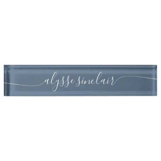 Harbour Blue Elegant Calligraphy Script Namensplakette (Vorderseite)