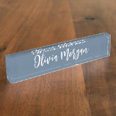 Harbour Blue Sketched Cursive Script Name Namensplakette (Seite)