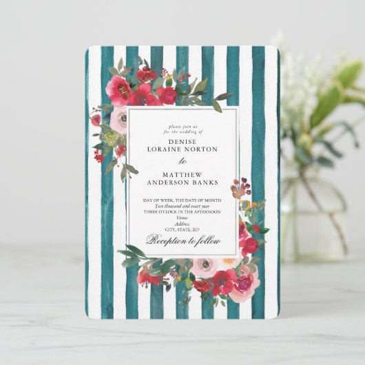 Harbour Blue Wedding Einladung (Stehend Vorderseite)