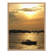 Harbour Boat Scene Spate Abend Sun Behind Clouds Fotodruck (Vorne)