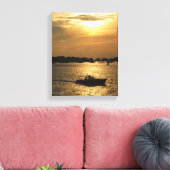 Harbour Boat Scene Spate Abend Sun Behind Clouds Leinwanddruck (Insitu (Wohnzimmer))
