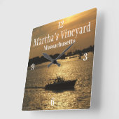 Harbour Boat Scene Spate Abend Sun Behind Clouds Quadratische Wanduhr (Winkel)