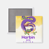 Harbour China Dragon Reiseplakat Magnet (Vorderseite/Rückseite)
