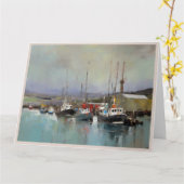 Harbour Scene Big Folded Grußkarte Karte (Gelbe Blume)