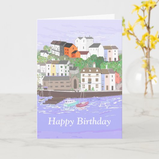Harbour Scene Birthday Card Karte (Gelbe Blume)