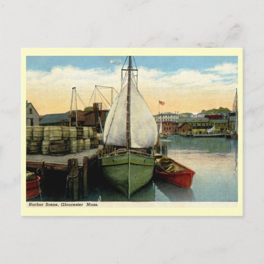 Harbour Scene, Gloucester, MA Vintag Postkarte (Vorderseite)