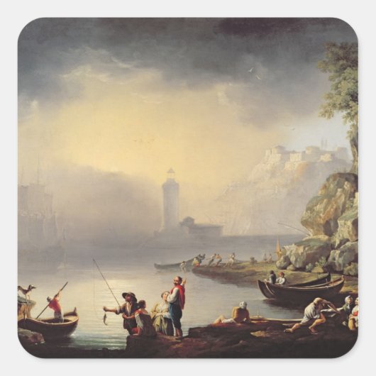Harbour Scene Quadratischer Aufkleber (Vorderseite)