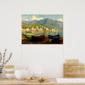 Harbour Scene von Rapallo; Paul Fischer Gemälde Poster (Küche)