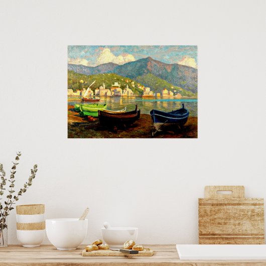Harbour Scene von Rapallo; Paul Fischer Gemälde Poster (Küche)